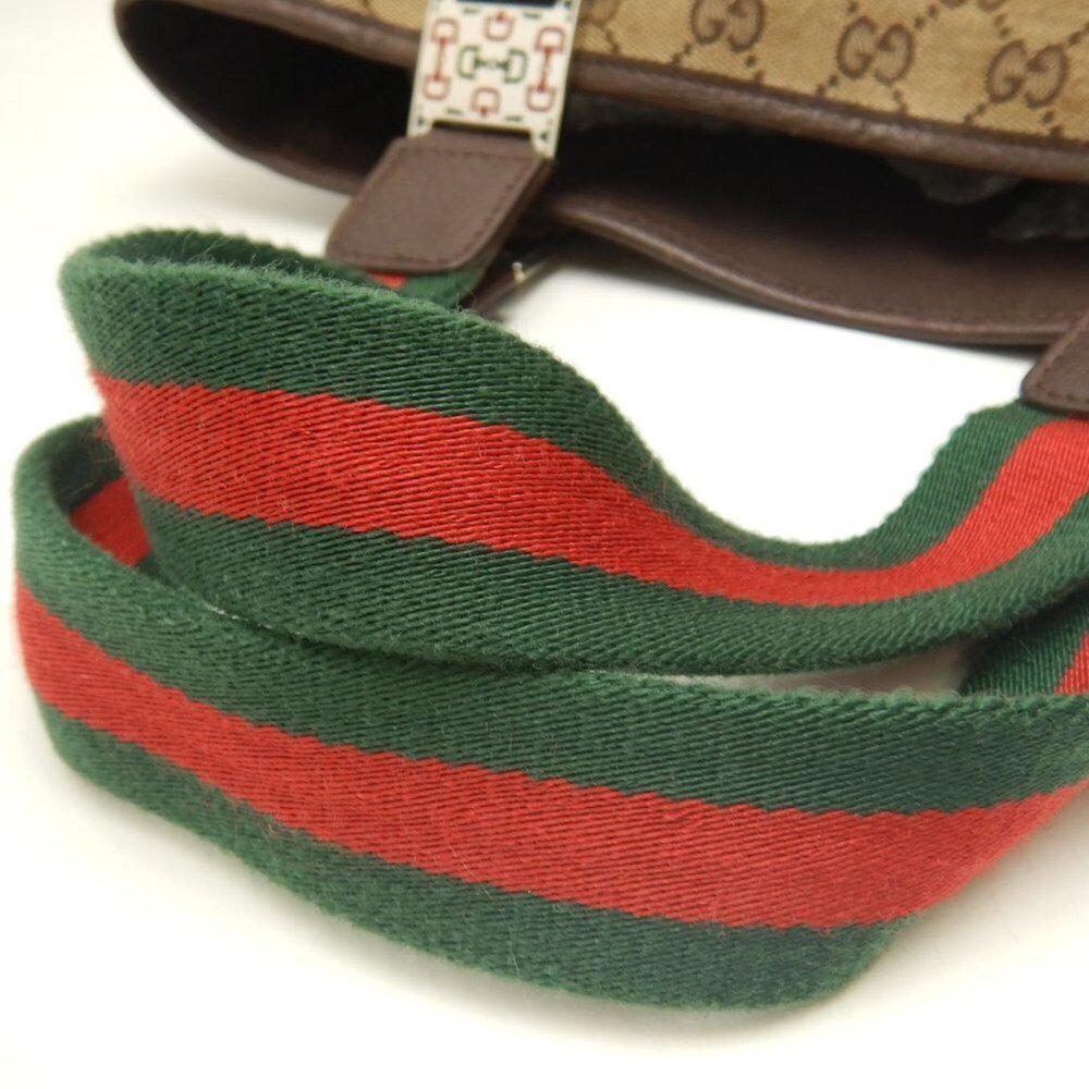 GUCCI Sherry Line 105810 Handbag GG Canvas x Leather Beige Women's 253780 - Picture 8 of 16